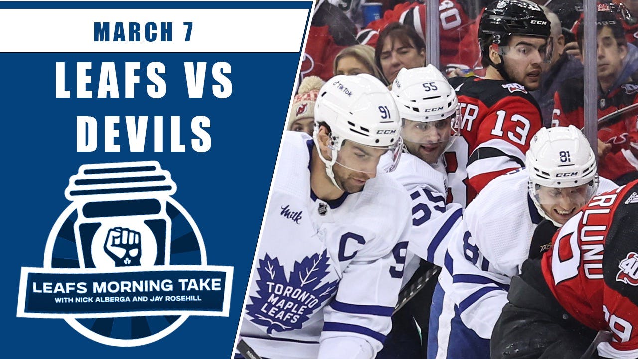 Leafs snap Devils' 13-game win streak with road victory
